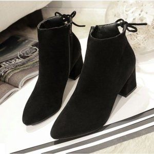 Short Ankle Bootie for Women Zipper Block Heel